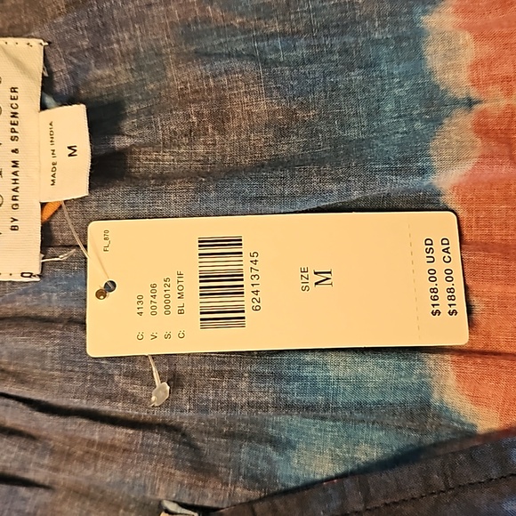 Anthropologie Velvet | NWT Women's Blue Tie Dye Short Sleeves Slip-On Dress M - Picture 8 of 9